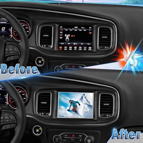 Android 14 Double Din Car Stereo ترقية راديو لدودج تشالنجر تشارجر 2015-2023، 8.4 بوصة شاشة لمس Carplay Android Auto GPS WiFi Bluetooth RDS DSP SWC Mirrorlink Mic كاميرا احتياطية in Kuwait