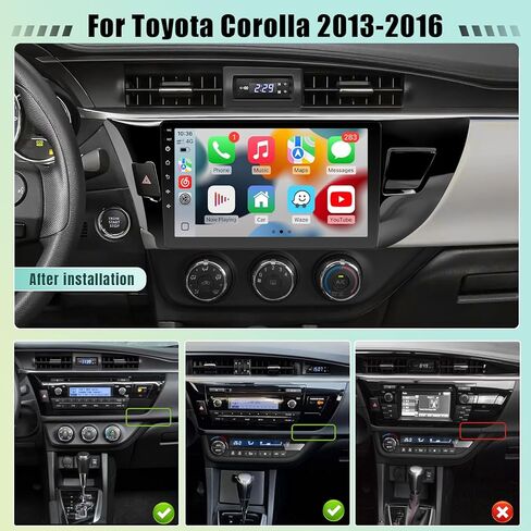 راديو سيارة Leadfan Android لسيارة Toyota Corolla 2013 2014 2015 2016 مع CarPlay Android Auto، شاشة لمس IPS مقاس 10.1 بوصة لسيارة Corolla Stereo مع نظام ملاحة GPS بلوتوث WiFi SWC 2+32G in Kuwait
