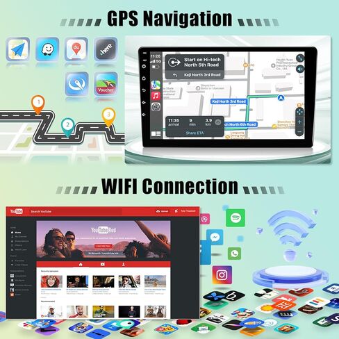 راديو سيارة Leadfan Android لسيارة Toyota Corolla 2013 2014 2015 2016 مع CarPlay Android Auto، شاشة لمس IPS مقاس 10.1 بوصة لسيارة Corolla Stereo مع نظام ملاحة GPS بلوتوث WiFi SWC 2+32G in Kuwait