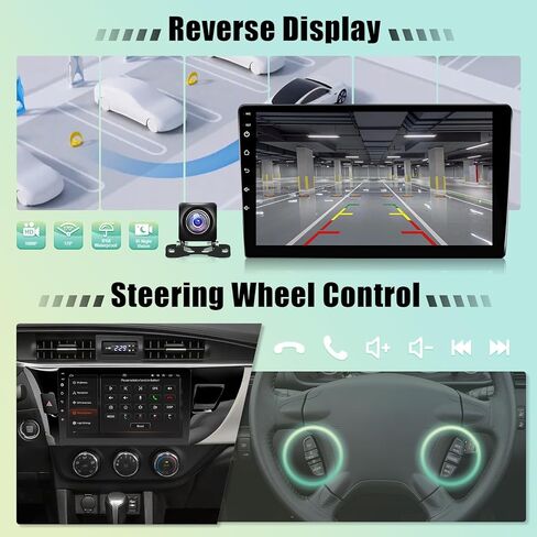 راديو سيارة Leadfan Android لسيارة Toyota Corolla 2013 2014 2015 2016 مع CarPlay Android Auto، شاشة لمس IPS مقاس 10.1 بوصة لسيارة Corolla Stereo مع نظام ملاحة GPS بلوتوث WiFi SWC 2+32G in Kuwait
