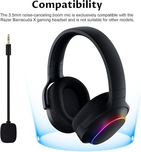 3.5mm Detachable Boom Mic Compatible with Razer Barracuda X Gaming Headset, Noise Cancelling Boom Microphone with Foam, 15cm in Saudi Arabia