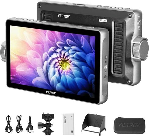 VILTROX DC-70 EX 7 بوصة شاشة مراقبة ميدانية 4K شاشة HDMI AV مدخل/مخرج شاشات فيديو خارجية مع غطاء مظلة لكاميرات Canon Nikon Sony DSLR in Saudi Arabia