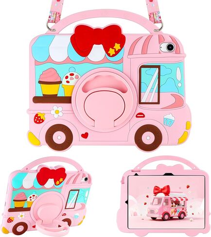 VOFUOE for iPad 11th Generation A16 Case 2025, for iPad 10th Generation Case 10.9 2022 Kids Girls with Shoulder Straps 360 ° Rotating Stand Rainbow Unicorn Soft Silicone Protective Cover- Hot Pink in Saudi Arabia
