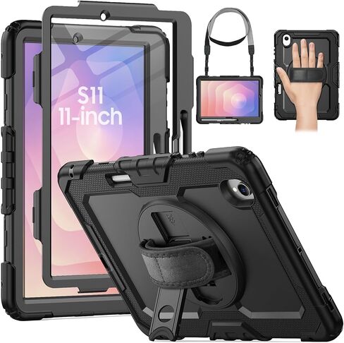 حافظة HXCASEAC لهاتف Samsung Galaxy Tab S11 Ultra مقاس 14.6 بوصة 2025، مقاومة للصدمات شديدة التحمل مع واقي شاشة / حزام يد / حامل قلم S، لجهاز Samsung Galaxy S11 Ultra Tablet Case SM-X930، SM-X936B، أسود in Saudi Arabia