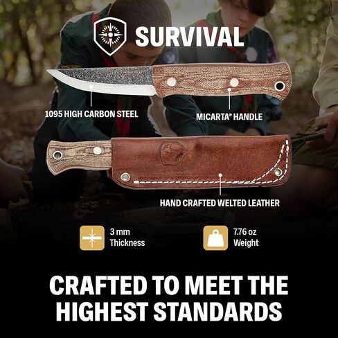 Condor Tool & Knife Trivittata Puukko Knife - Micarta Handle - 3.47 Inch Fixed Blade - 1095 High Carbon Steel - Welted Leather Sheath - Perfect for Outdoor Adventures 7.76 oz in Saudi Arabia