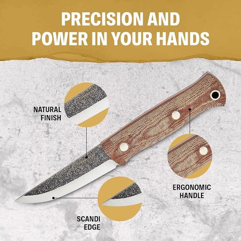 Condor Tool & Knife Trivittata Puukko Knife - Micarta Handle - 3.47 Inch Fixed Blade - 1095 High Carbon Steel - Welted Leather Sheath - Perfect for Outdoor Adventures 7.76 oz in Saudi Arabia