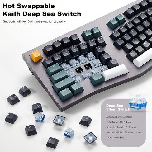 Hexgears F2 Alice83 Aluminum Custom Mechanical Keyboard, Split 83 Keys Alice Layout Ergonomic Keyboard, Hot Swappable Slient Linear Switch, BT5.0/2.4GHz/USB-C, RGB Backlit with Wrist Rest for Win/Mac in Saudi Arabia