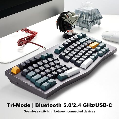Hexgears F2 Alice83 Aluminum Custom Mechanical Keyboard, Split 83 Keys Alice Layout Ergonomic Keyboard, Hot Swappable Slient Linear Switch, BT5.0/2.4GHz/USB-C, RGB Backlit with Wrist Rest for Win/Mac in Saudi Arabia