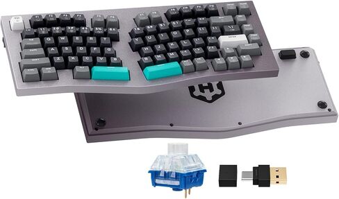 Hexgears F2 Alice83 لوحة مفاتيح ميكانيكية مخصصة من الألومنيوم، مقسمة 83 مفتاحًا لوحة مفاتيح مريحة بتصميم Alice، مفتاح خطي سلينت قابل للتبديل السريع، BT5.0/2.4 جيجا هرتز/USB-C، إضاءة خلفية RGB مع مسند معصم لجهاز Win/Mac in Kuwait