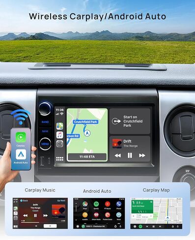 Double Din Car Radio Upgrade Wireless Apple CarPlay & Android Auto for Ford F150 2004-2008, Ford F250 2008-2016, Fusion 2005-2007, Focus 2005-2007, 7 Inch, 8Core,GPS Navigation, Supports Netflix in Saudi Arabia