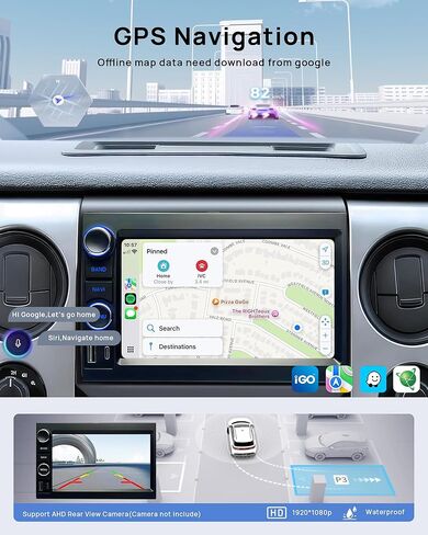 Double Din Car Radio Upgrade Wireless Apple CarPlay & Android Auto for Ford F150 2004-2008, Ford F250 2008-2016, Fusion 2005-2007, Focus 2005-2007, 7 Inch, 8Core,GPS Navigation, Supports Netflix in Saudi Arabia
