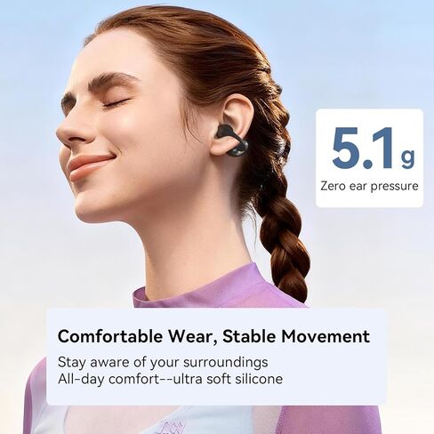 NANK Clip Super Clip on Earbuds, Open Ear Headphones Bluetooth 5.4 Clip-on Earbuds, 5.1g Ultra-Light, Clear Sound Quality, IPX5 Waterproof, 32H Long Battery Life, Secure Comfort for Sports & Daily Use in Saudi Arabia
