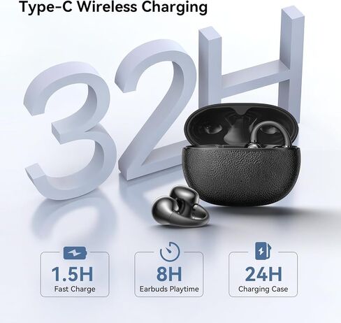 NANK Clip Super Clip on Earbuds, Open Ear Headphones Bluetooth 5.4 Clip-on Earbuds, 5.1g Ultra-Light, Clear Sound Quality, IPX5 Waterproof, 32H Long Battery Life, Secure Comfort for Sports & Daily Use in Saudi Arabia