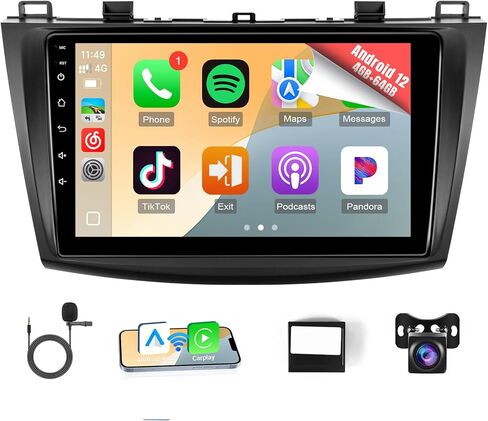 راديو سيارة Naifay Android 12 لسيارة Mazda 3 2009 2010 2011 2012 2013، 2+32G 9 بوصة شاشة لمس IPS لسيارة Mazda 3 ستيريو مع Carplay Android Auto Bluetooth FM GPS WiFi SWC + Can Bus MIC in Saudi Arabia