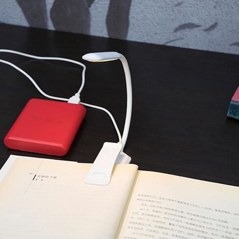 USB Rechargeable Clip LED Reading Light, Eye Protection Night Light with Light-Colored Case, Compact 88x40x220mm Clamp Lamp for Home and Desk Use in Saudi Arabia
