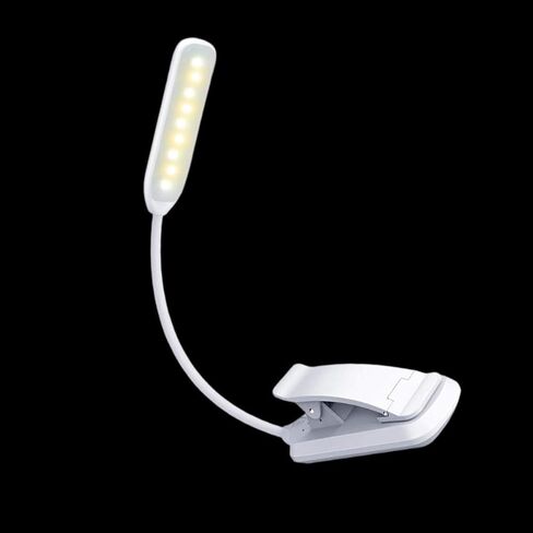 Ciieeo USB Rechargeable LED Eye-Protection Reading Lamp with Clamp, White 88x40x220mm, Portable Night Reading Light for Students and Dorm Use in Kuwait