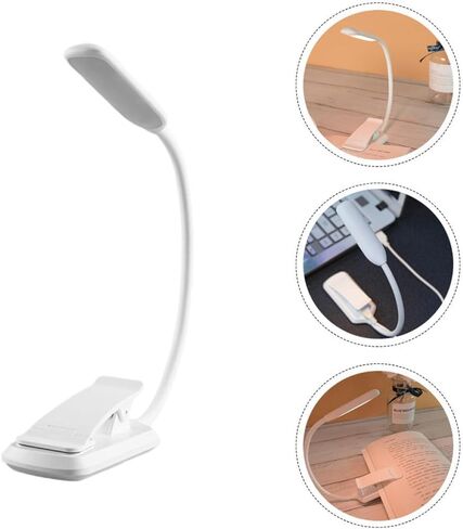 Ciieeo USB Rechargeable LED Eye-Protection Reading Lamp with Clamp, White 88x40x220mm, Portable Night Reading Light for Students and Dorm Use in Kuwait