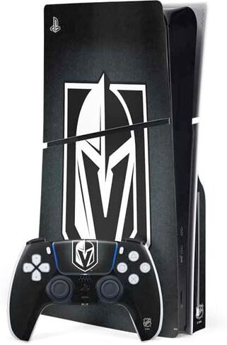 ملصق Skinit المخصص للألعاب المتوافق مع حزمة أقراص PS5 Slim - تصميم فروزن مرخص رسميًا من NHL Vegas Golden Knights in Kuwait