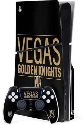 ملصق Skinit المخصص للألعاب المتوافق مع حزمة أقراص PS5 Slim - تصميم فروزن مرخص رسميًا من NHL Vegas Golden Knights in Kuwait