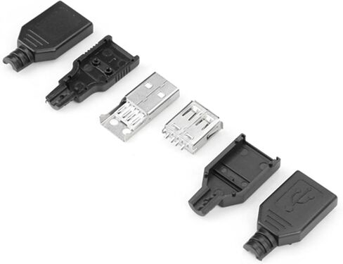 20pcsset نوع A 2.0USB موصل التوصيل محول المقبس لكابلات USB DIY، اتصالات النحاس وامض الذهب، استخدام الكمبيوتر، غطاء أسود in Kuwait