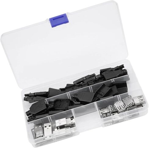20pcsset نوع A 2.0USB موصل التوصيل محول المقبس لكابلات USB DIY، اتصالات النحاس وامض الذهب، استخدام الكمبيوتر، غطاء أسود in Kuwait