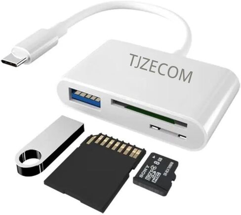 TJZECOM قارئ بطاقة تخزين الكاميرا قارئ بطاقة SD لجهاز iPhone iPad Mac 3 في 1 محول بطاقة الذاكرة SD، يدعم بطاقات SD/MicroSD/USB OTG لا يتطلب تطبيق، التوصيل والتشغيل in Kuwait