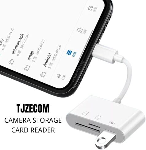 TJZECOM قارئ بطاقة تخزين الكاميرا قارئ بطاقة SD لجهاز iPhone iPad Mac 3 في 1 محول بطاقة الذاكرة SD، يدعم بطاقات SD/MicroSD/USB OTG لا يتطلب تطبيق، التوصيل والتشغيل in Kuwait