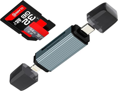 قارئ بطاقة SD لمحول iPhone USB C Lightning إلى Micro SD لـ 17 16 15 Pro Max (2in1) هاتف عصا ذاكرة الكاميرا الرقمية لجهاز Ipad TF كابل Android متوافق مع Samsung Dongle PC Connect in Saudi Arabia