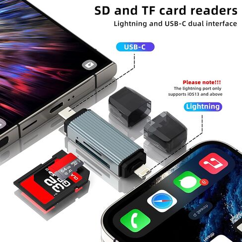 قارئ بطاقة SD لمحول iPhone USB C Lightning إلى Micro SD لـ 17 16 15 Pro Max (2in1) هاتف عصا ذاكرة الكاميرا الرقمية لجهاز Ipad TF كابل Android متوافق مع Samsung Dongle PC Connect in Saudi Arabia