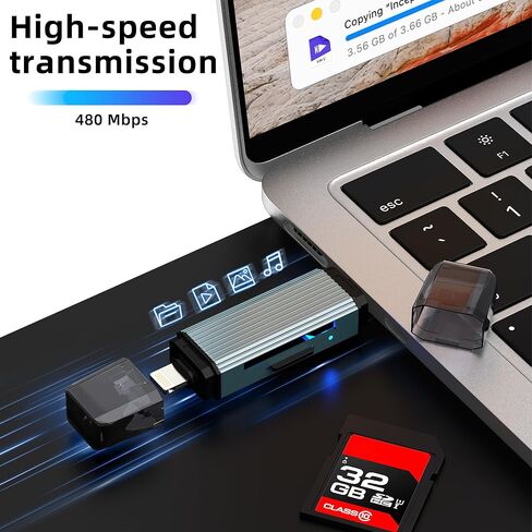 قارئ بطاقة SD لمحول iPhone USB C Lightning إلى Micro SD لـ 17 16 15 Pro Max (2in1) هاتف عصا ذاكرة الكاميرا الرقمية لجهاز Ipad TF كابل Android متوافق مع Samsung Dongle PC Connect in Saudi Arabia