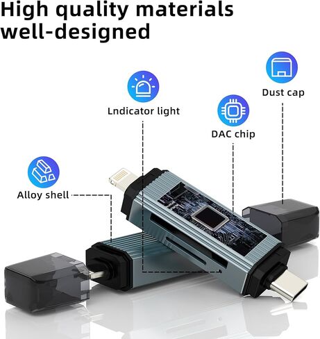 قارئ بطاقة SD لمحول iPhone USB C Lightning إلى Micro SD لـ 17 16 15 Pro Max (2in1) هاتف عصا ذاكرة الكاميرا الرقمية لجهاز Ipad TF كابل Android متوافق مع Samsung Dongle PC Connect in Saudi Arabia