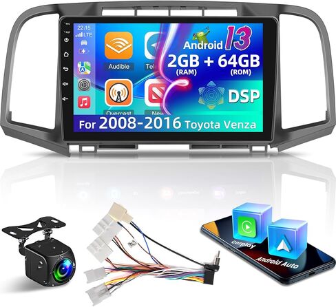 [4+128G] ترقية راديو لسيارة Toyota Venza 2008-2016: NHOPEEW 9 بوصة Android IPS Incell Touchscreen Venza Stereo - Carplay اللاسلكي وAndroid Auto، 5G/WiFi، GPS، BT5.0، صفحة رئيسية مخصصة + كاميرا احتياطية in Saudi Arabia