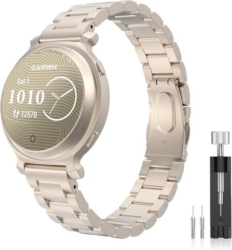 سوار ساعة MoKo معدني متوافق مع Garmin Lily 2/Lily 2 Active، حزام رياضي من الفولاذ المقاوم للصدأ سريع الفك مع أداة تعديل للرجال والنساء، فضي in Kuwait