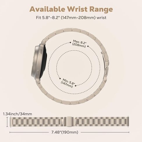 سوار ساعة MoKo معدني متوافق مع Garmin Lily 2/Lily 2 Active، حزام رياضي من الفولاذ المقاوم للصدأ سريع الفك مع أداة تعديل للرجال والنساء، فضي in Kuwait