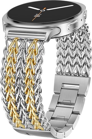 Minyee Metal Band Compatible with Samsung Galaxy Watch 8 40mm 44mm/ 8 Classic 46mm Bands, No Gap One-Click Dressy Stainless Steel Metal Gold Multi-chain Strap Mermaid Style Link Bracelet Wristband in Saudi Arabia
