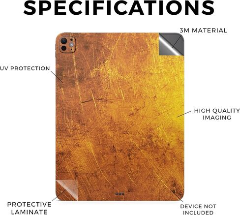 Skin Compatible with Apple iPad Pro 13 (M4) 2024 - Textured Gold - Premium 3M Vinyl Protective Wrap Decal Cover - Easy to Apply | Crafted in The USA by MightySkins in Saudi Arabia