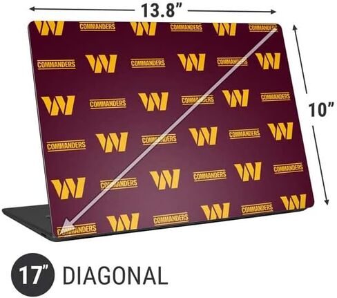 ملصق Skinit للكمبيوتر المحمول متوافق مع الكمبيوتر المحمول العالمي مقاس 17 بوصة (13.8 × 10 بوصة) - تصميم نمط قادة NFL Washington Commanders المرخص رسميًا in Saudi Arabia