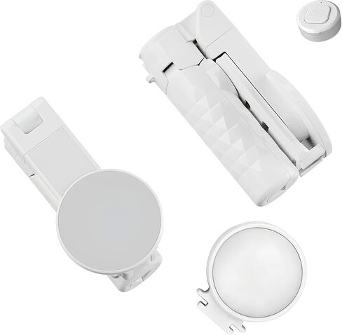 2026 New Pocket Selfie Stick: Magnetic/Clamp Dual Mount, Multi-Angle, Tripod, Wireless Remote, Fill Light, Vlogging Essential| for iPhone & Android (White) in Kuwait
