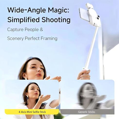 2026 New Pocket Selfie Stick: Magnetic/Clamp Dual Mount, Multi-Angle, Tripod, Wireless Remote, Fill Light, Vlogging Essential| for iPhone & Android (White) in Kuwait