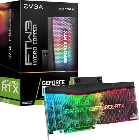 EVGA GeForce RTX 3080 12GB FTW3 ULTRA HYDRO COPPER GAMING، 12G-P5-4879-KL، 12GB GDDR6X، ARGB LED، لوحة خلفية معدنية، LHR in Kuwait