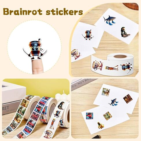 1500 قطعة من ملصقات Brainrot الإيطالية - لفة ملصقات Brainrot من الفينيل مقاومة للماء مقاس 1 بوصة لأجهزة الكمبيوتر المحمول وزجاجة المياه وحافظة الهاتف والمجلة - ملصقات ميمي Brainrot الإيطالية الجمالية، متينة وسهلة التقشير in Kuwait