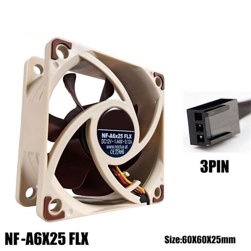 1 قطعة NF-A6X25 60x60x25 مللي متر 12 فولت/5 فولت 3pin/4pin PWM التحكم الذكي في درجة الحرارة SSO محمل مستقر مغناطيسيًا 6 سنتيمتر مروحة (NF-A6X25 FLX) in Kuwait