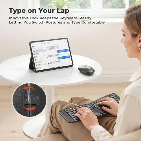 MEETION Ergonomic Foldable Keyboard and Mouse, Portable Bluetooth Keyboard and Mouse for Business Travel, Ultra-Thin Folding Wireless Keyboard Mouse for Windows/Mac/iOS/Andriod, C9880 in Kuwait