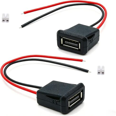 مقبس طاقة أنثى 2Pin USB 2.0، موصل منفذ شحن مع كابل للإصلاح بنفسك [عبوتان] in Kuwait