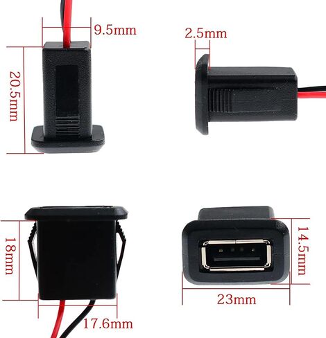 مقبس طاقة أنثى 2Pin USB 2.0، موصل منفذ شحن مع كابل للإصلاح بنفسك [عبوتان] in Kuwait