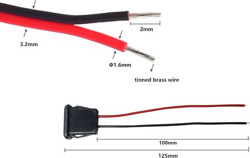 مقبس طاقة أنثى 2Pin USB 2.0، موصل منفذ شحن مع كابل للإصلاح بنفسك [عبوتان] in Kuwait