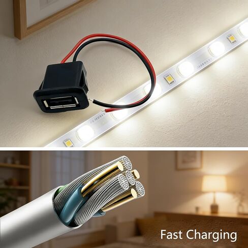 مقبس طاقة أنثى 2Pin USB 2.0، موصل منفذ شحن مع كابل للإصلاح بنفسك [عبوتان] in Kuwait