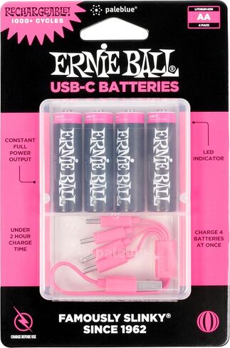 بطارية Ernie Ball USB-C قابلة للشحن AA من Paleblue - 4 عبوات in Kuwait