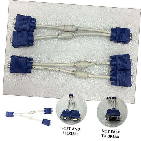 Garneck 2PCS Vga Splitter Adapter Cable Male to Dual Female Video Converter for Dual Monitor Display Flexible Abs Coated Cord with Thickened Wire and Magnetic Rings for Tv Computer in Saudi Arabia