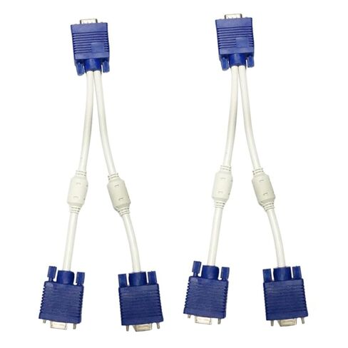 Operitacx 2 قطعة كابل محول مقسم فيديو Vga مزدوج دبوس ذكر إلى سلك جهاز عرض مزدوج أنثى مع سلك سميك وحلقات مغناطيسية لنقل البيانات بشكل ثابت in Kuwait